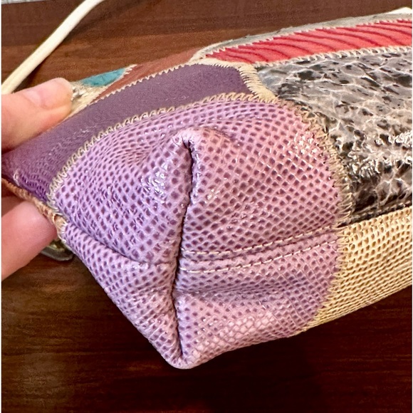 🌟2xHP🌟VTG 1980s Snake & Lizard Skin Patchwork Color Block Shoulder/Crossbody Bag - Picture 14 of 14